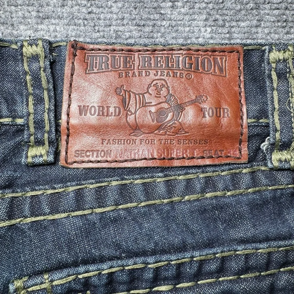 True Religion Nathan Super T Jeans Men Tag 30 Thick Stitch Fit 32x32 Dark Y2K